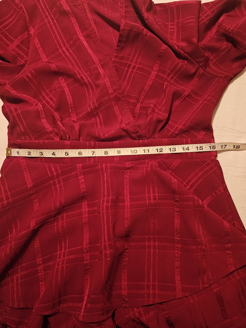 Red Plaid Ruffled Jumpsuit